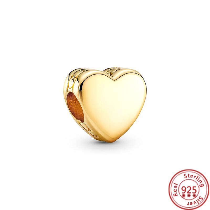 Медь 925 пробы Золотое Сердце Любви Четырехлистный Клевер Ангел Солнце Дерево Перья DIY Бусины Подходят для Оригинального Шарм-браслета Pantaro Мелкий Циркон