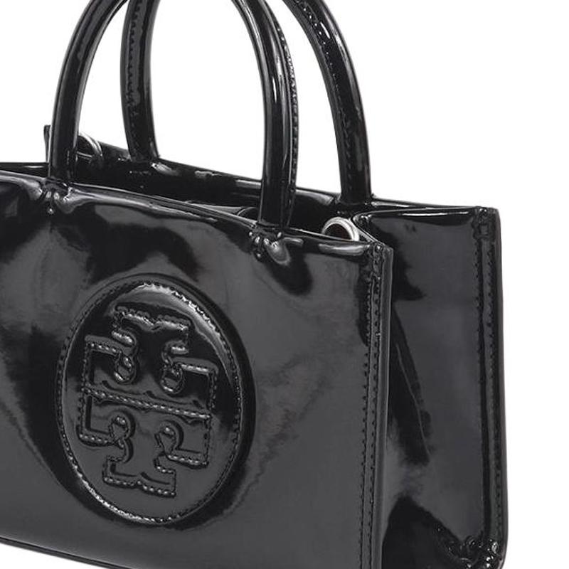 Tory Burch Ella Bio Logo Magnetic Closure Bridge Design Tote Bag Shopping Bag Shoulder Crossbody Bag Synthetic Leather Handbag Mini 161878-001