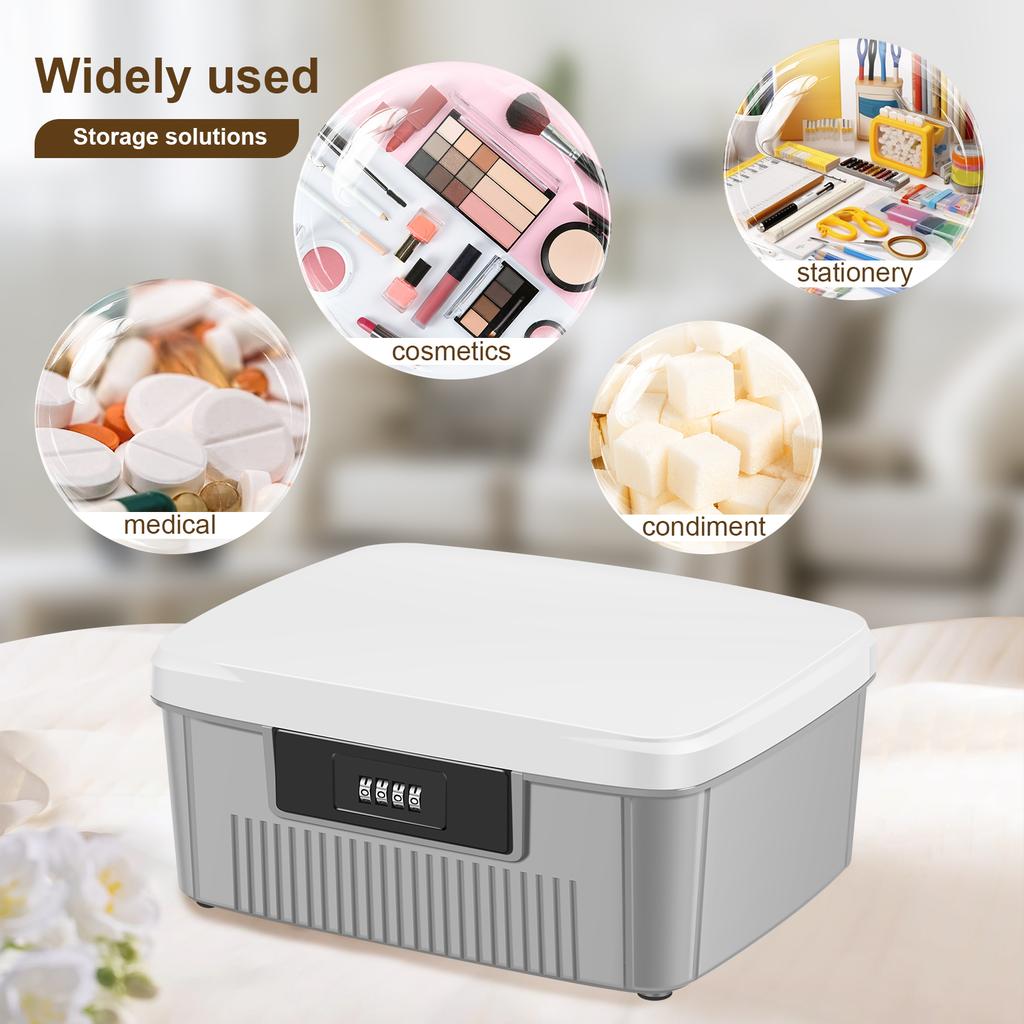 Сейф с кодовым замком, Домашний прочный органайзер для конфиденциальных документов и удостоверений личности, Вместительный, Запираемый, Настольный ящик для хранения