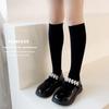 Черно-белые носки из гусиного пуха Детские носки средней длины Летние тонкие носки для икры Гольфы выше колена