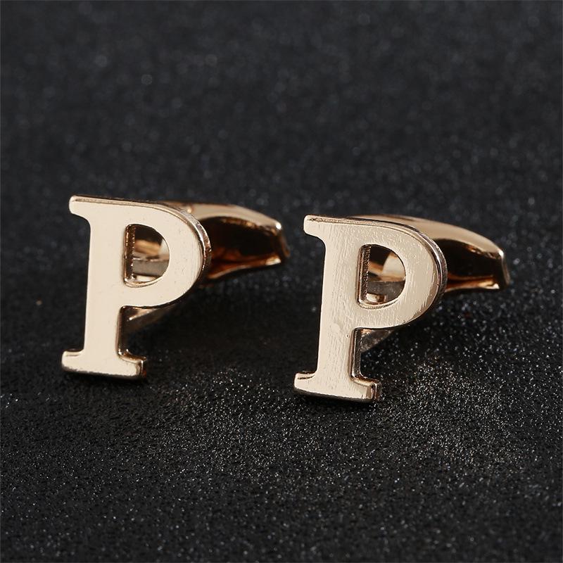 Эксклюзивные мужские запонки в виде золотых букв алфавита - Элегантный дизайн для французских рубашек