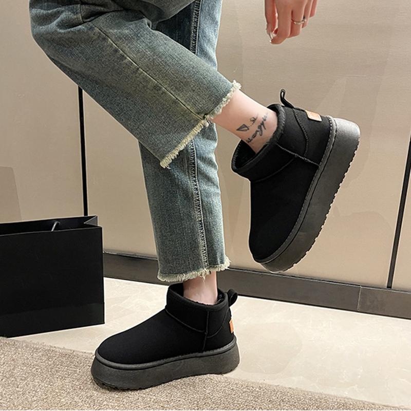 Осенние и зимние меховые зимние сапоги, женские меховые ботинки на толстой подошве, короткие сапоги на губчатой подошве