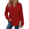 Women's Fashion Solid-Color Long-Sleeve Hooded V-Neck Casual Sweatshirt Top