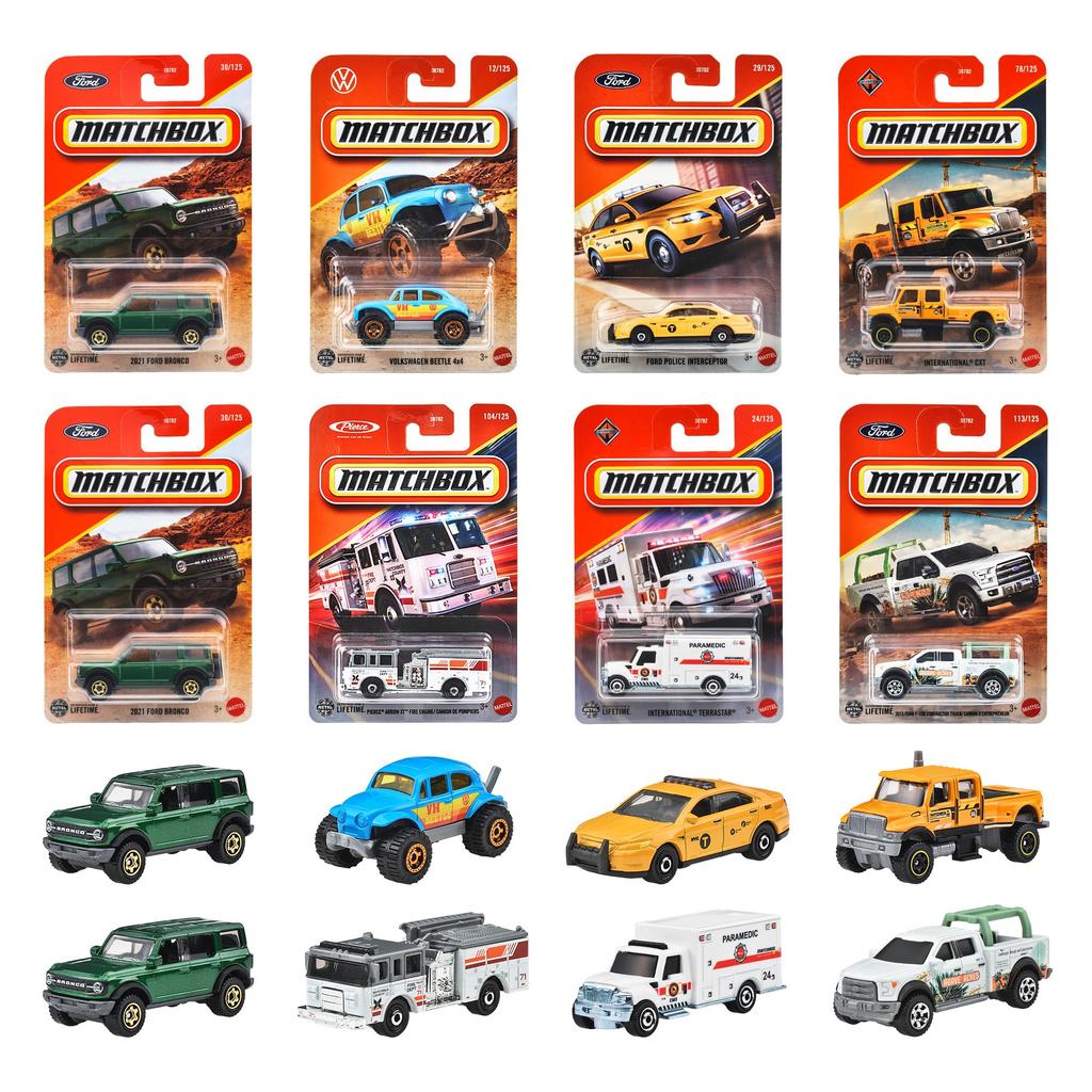 Matchbox Базовые машинки Ассортимент H Игрушка-транспорт Мини-коробка Возраст Машинки, Набор из 24 машинок, Набор, 3+, Многоцелевой, 98CH-30782