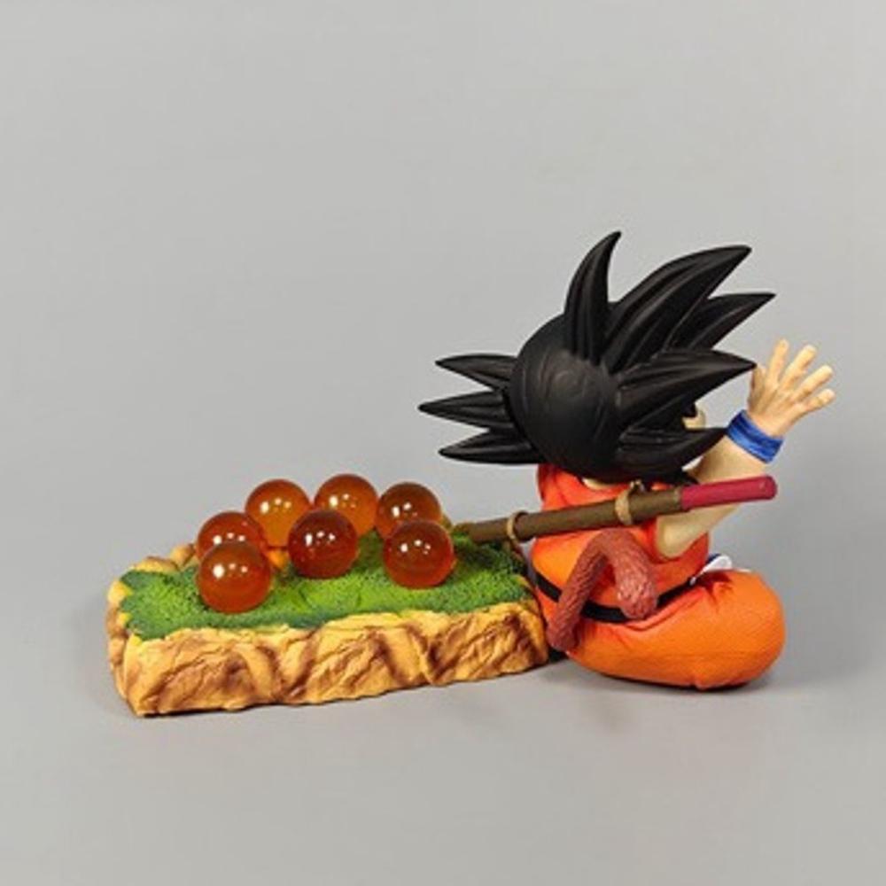 12CM Anime Son Goku Figure Dragon Ball Sitting Model Toy Doll Action Figure Wishing Dragon Ball Scene Desktop Ornament Gift