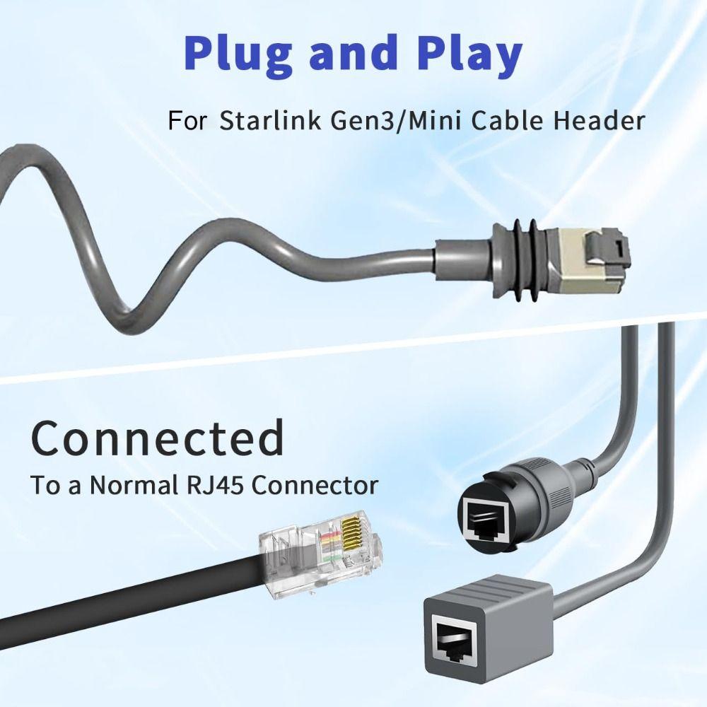 IP68 Waterproof RJ45 Extension Adapter Cable Ethernet Adapter for Starlinks Gen3/Mini Outdoor