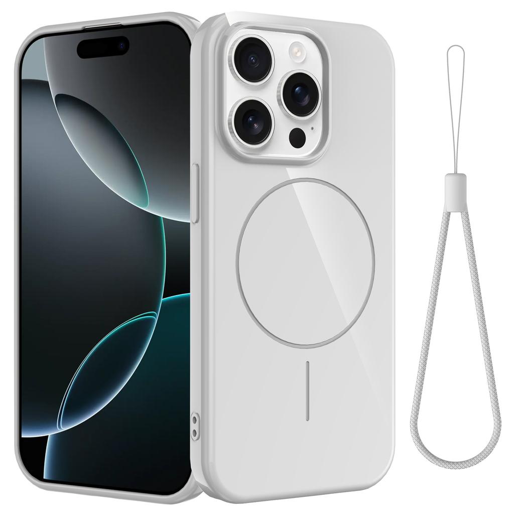 For iPhone 14 Pro Magnetic Case Compatible with MagSafe TPU Phone Back Cover with Lanyard