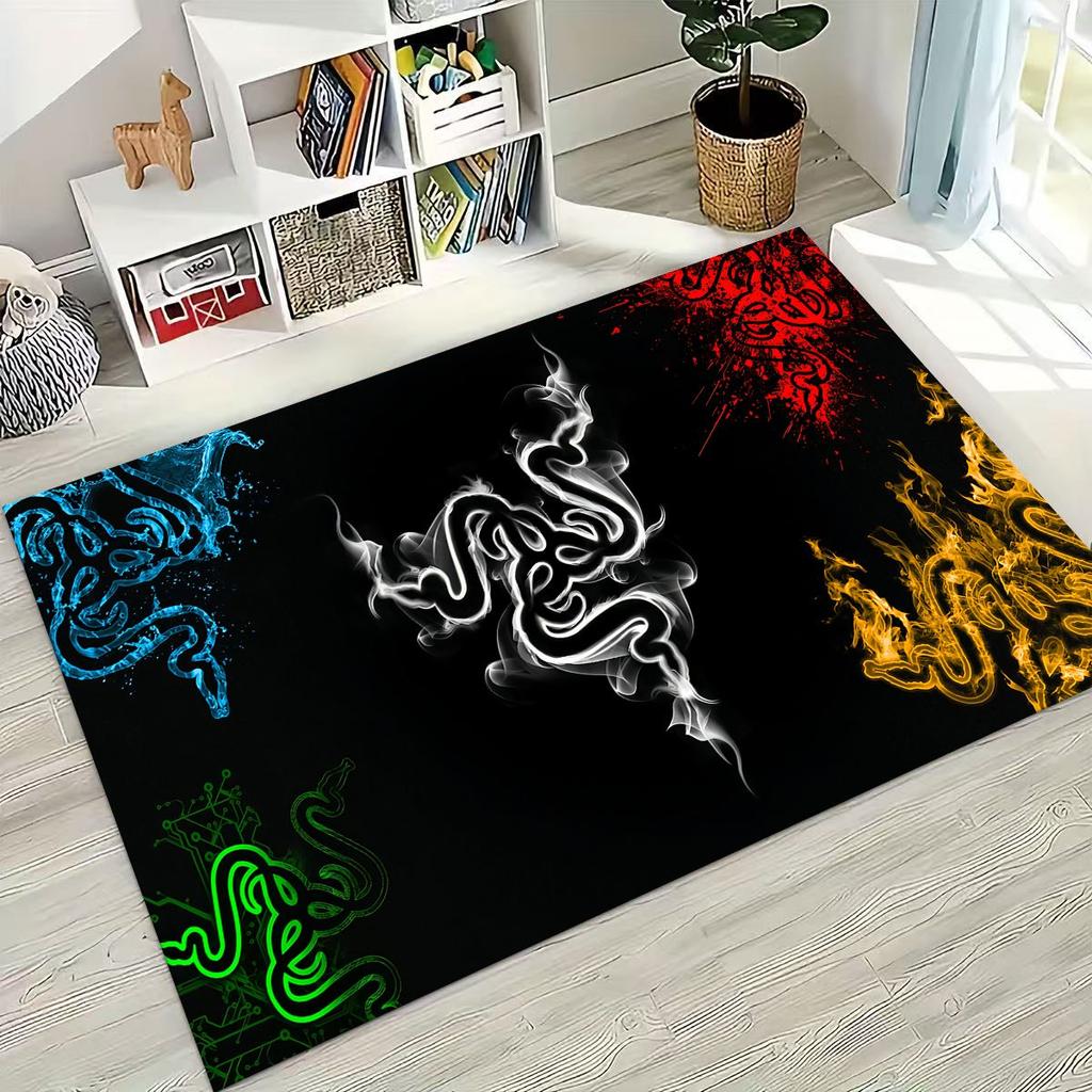 Модный ковер с логотипом Razer в стиле мото-арт для спальни, гостиной, дивана, домашний придверный коврик, большой детский нескользящий напольный коврик