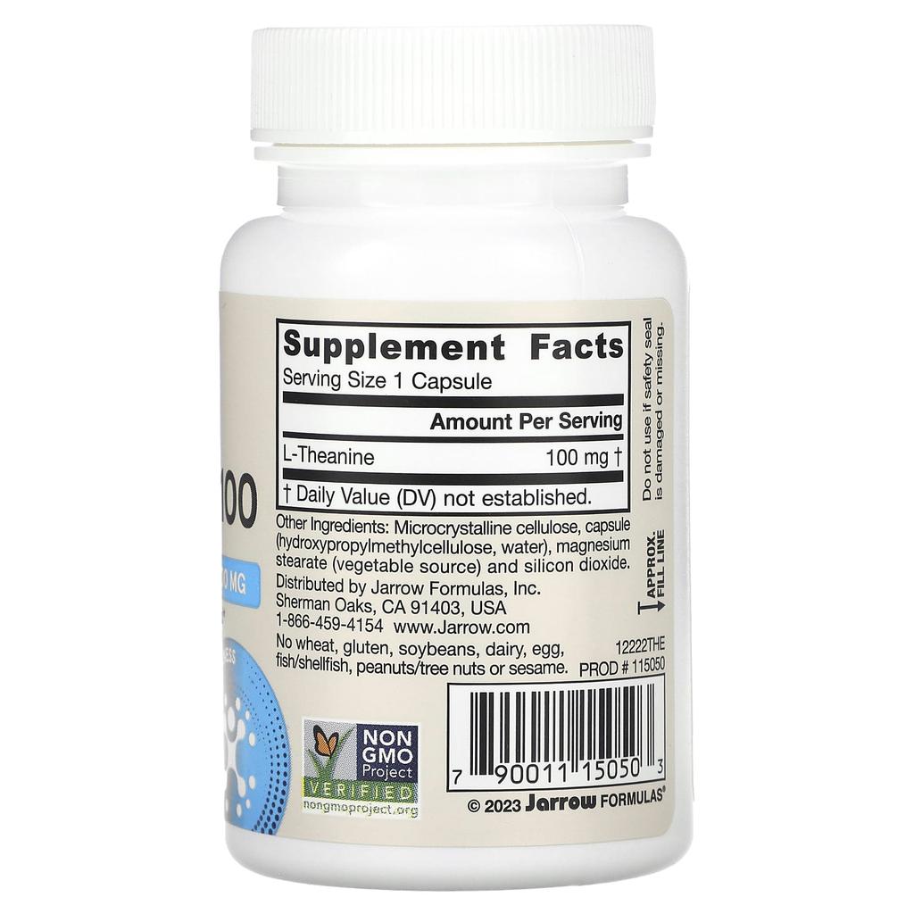 Jarrow Formulas Theanine 100, 100 Mg, 60 Veggie Capsules