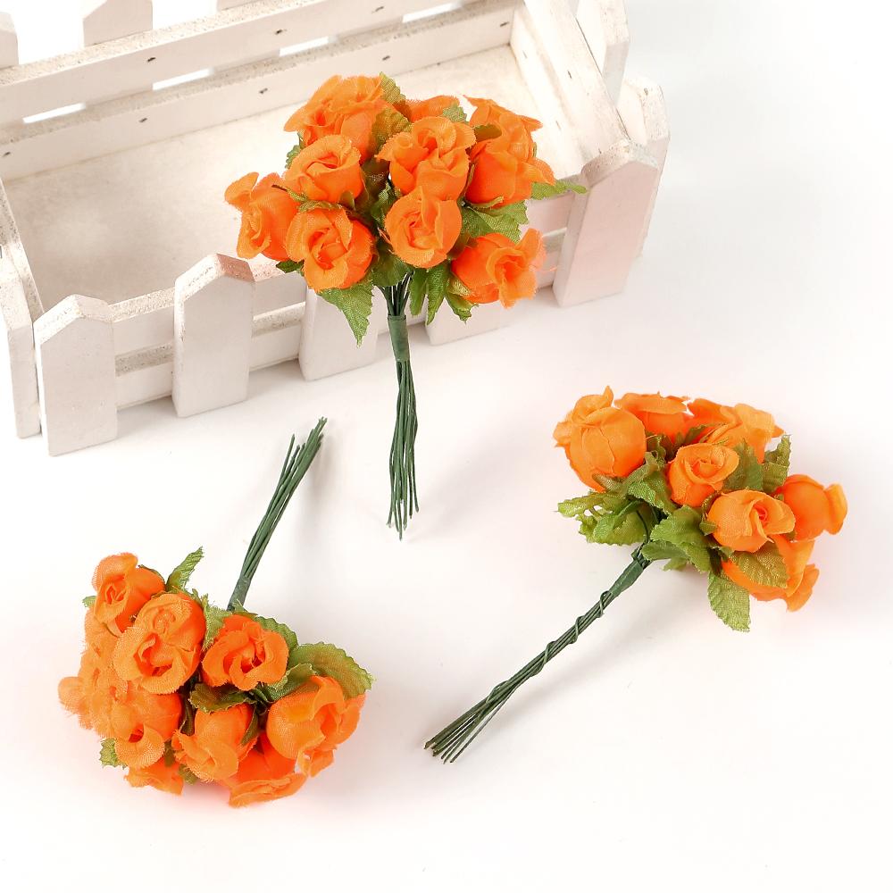 12 шт./лот Мини Искусственные Розы Букет Шелковые Искусственные Цветы Для Домашнего Декора Свадебного Украшения Крафт Венок Подарочные Аксессуары