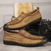 Men's Genuine Leather Casual Shoes Slip On Hollow Shoes Summer Large Size 39-48