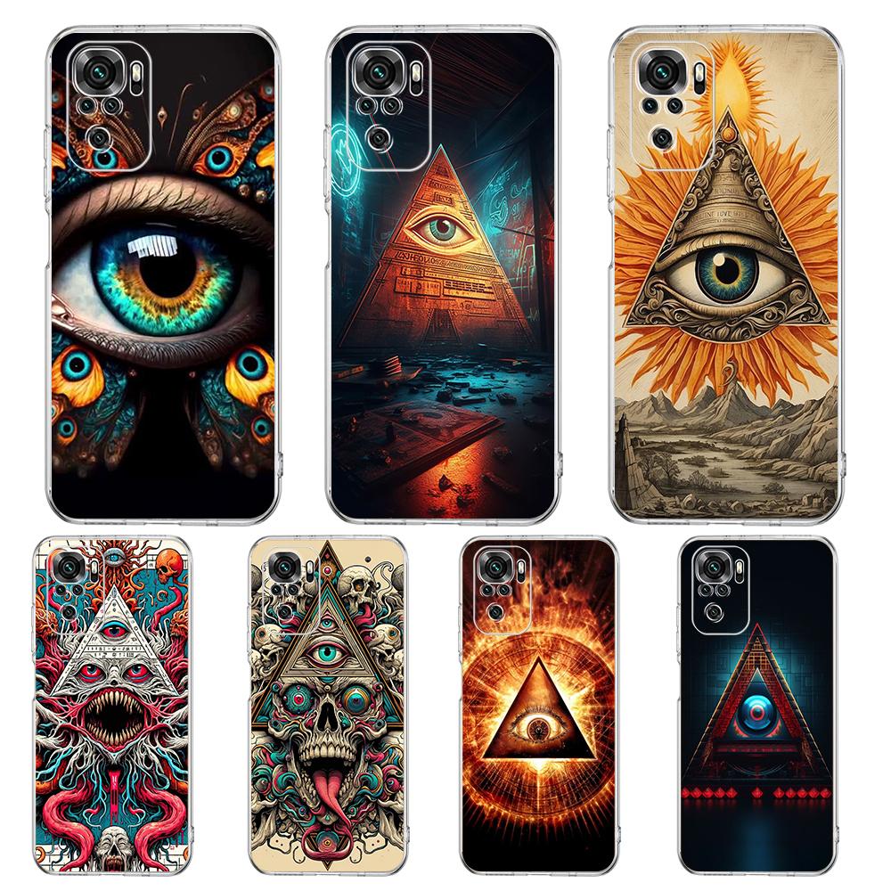 Pyramid Illuminati eye Transparent Phone Case for Redmi 13C 12C 10C Note 13 12 11 11T K40 Gaming Plus Pro 4G 5G Soft Cover Shell