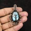 Tree Of Life Larimar Gemstone Pendant Copper Wire Wrapped Jewelry Unique Copper Design Jewelry Handmade Jewelry Gift For Her Gift For Mother