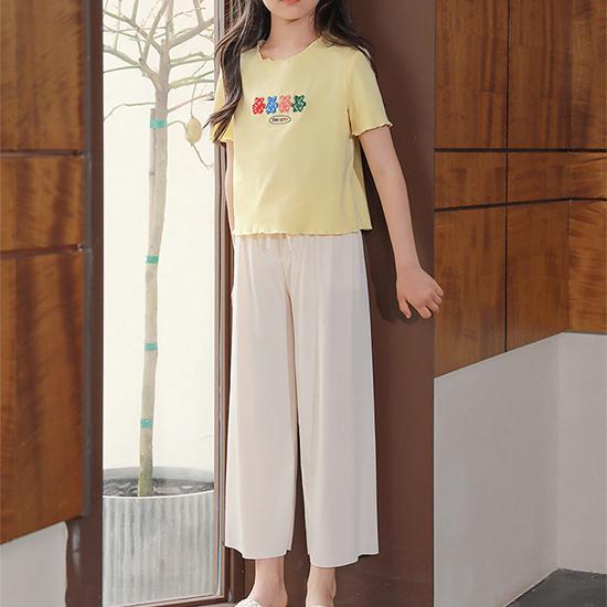 Брюки с защитой от комаров для девочек, летняя тонкая солнцезащитная детская одежда, кондиционер, прямые детские широкие брюки, летняя одежда