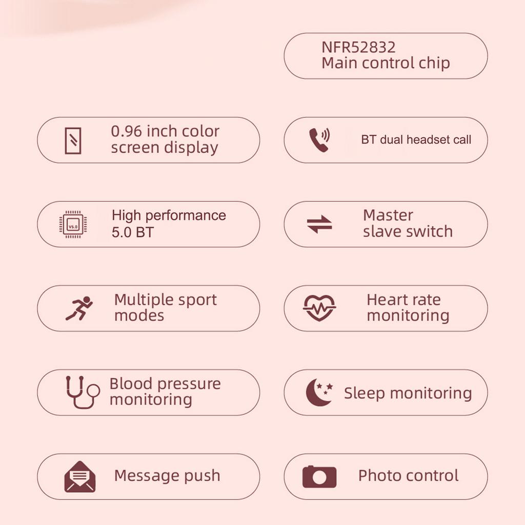 Умные часы 2-в-1, наушники TWS, фитнес-трекер, настоящие беспроводные наушники BT5.0, шагомер, калории