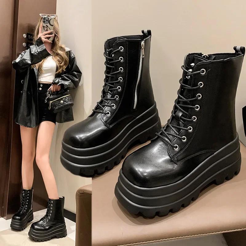 Side Zipper Large Size Thick-soled Short Boot Women's 2025 Spring and Autumn New European and American Boots