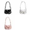 Solid Color Women Underarm Bag PU Leather Bow Handbag Simple Bowknot Shoulder Bag  Office Worker