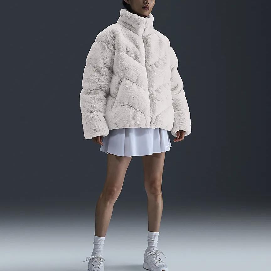 Nike Спортивная куртка Therma-FIT Wind Puffer Loose Comfortable Solid Color Fleece Jacket Women Jacket Light-Brown White FV8006-104