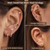6 Pairs Earrings Sets for Multiple Piercing Small Huggie Hoop Earrings Flat Back Tiny Ball CZ Opal Pearl Stud Earrings for Women