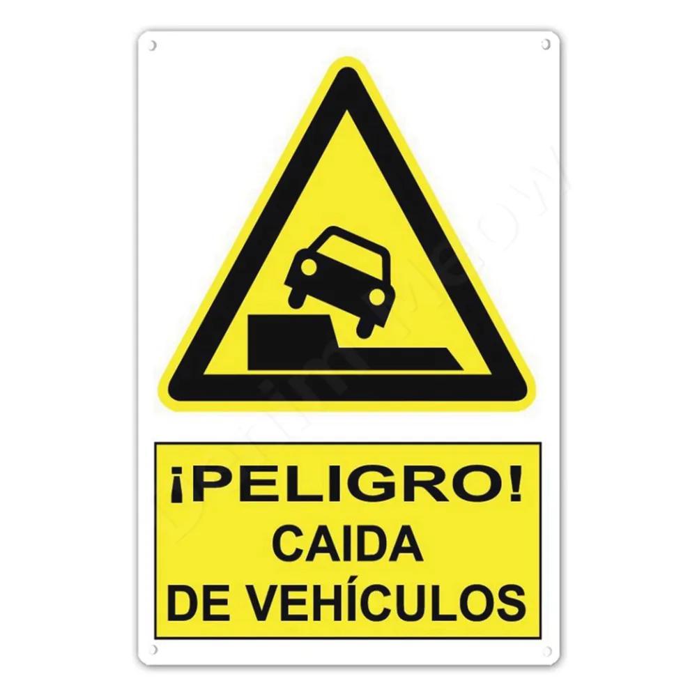 Испанский предупреждающий знак, Металлический знак Опасность для улицы, двора, бара, мастерской, Декор, Желтые водонепроницаемые знаки Осторожно, Для улицы и помещений