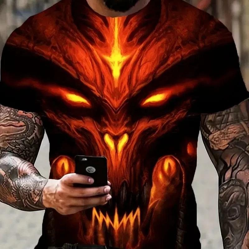 Мужская футболка с черепом в стиле ретро High Street с 3d принтом и короткими рукавами, летняя мужская футболка, винтажная футболка большого размера для мужчин, уличная футболка