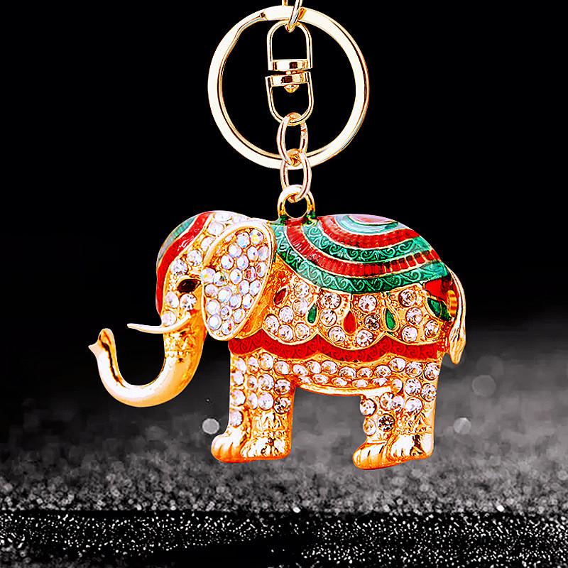 Adorable Elephant Metal Keychain With Sparkling Rhinestones Perfect For Gifts And Accessories