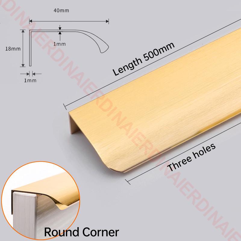 NAIERDI Gold Black Hidden Handles Long Kitchen Cabinet Pulls Silver Drawer Pulls Aluminum Alloy Furniture Handles Cupboard Knob