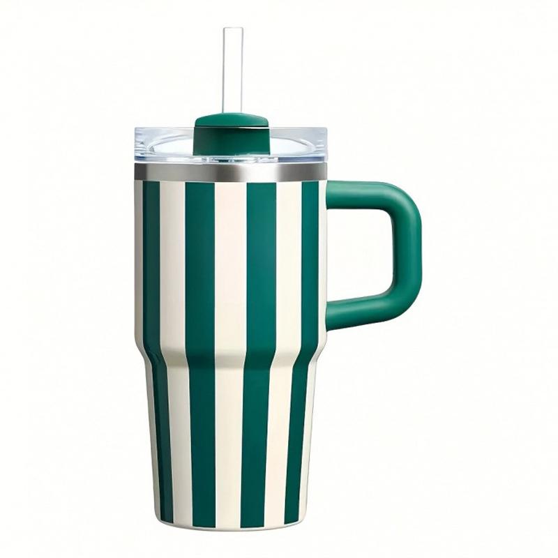 Термобутылка для воды 20 унций с ручкой и соломинкой Посуда для напитков Горячая Холодная Нержавеющая сталь Термос Портативные Автомобильные Кофейные чашки Термокружка