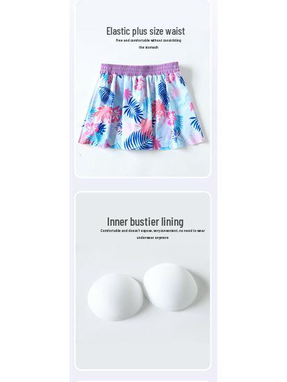 Plus Size Girls' Sun Protection Swimwear, Quick-Dry Split Design for Big Kids