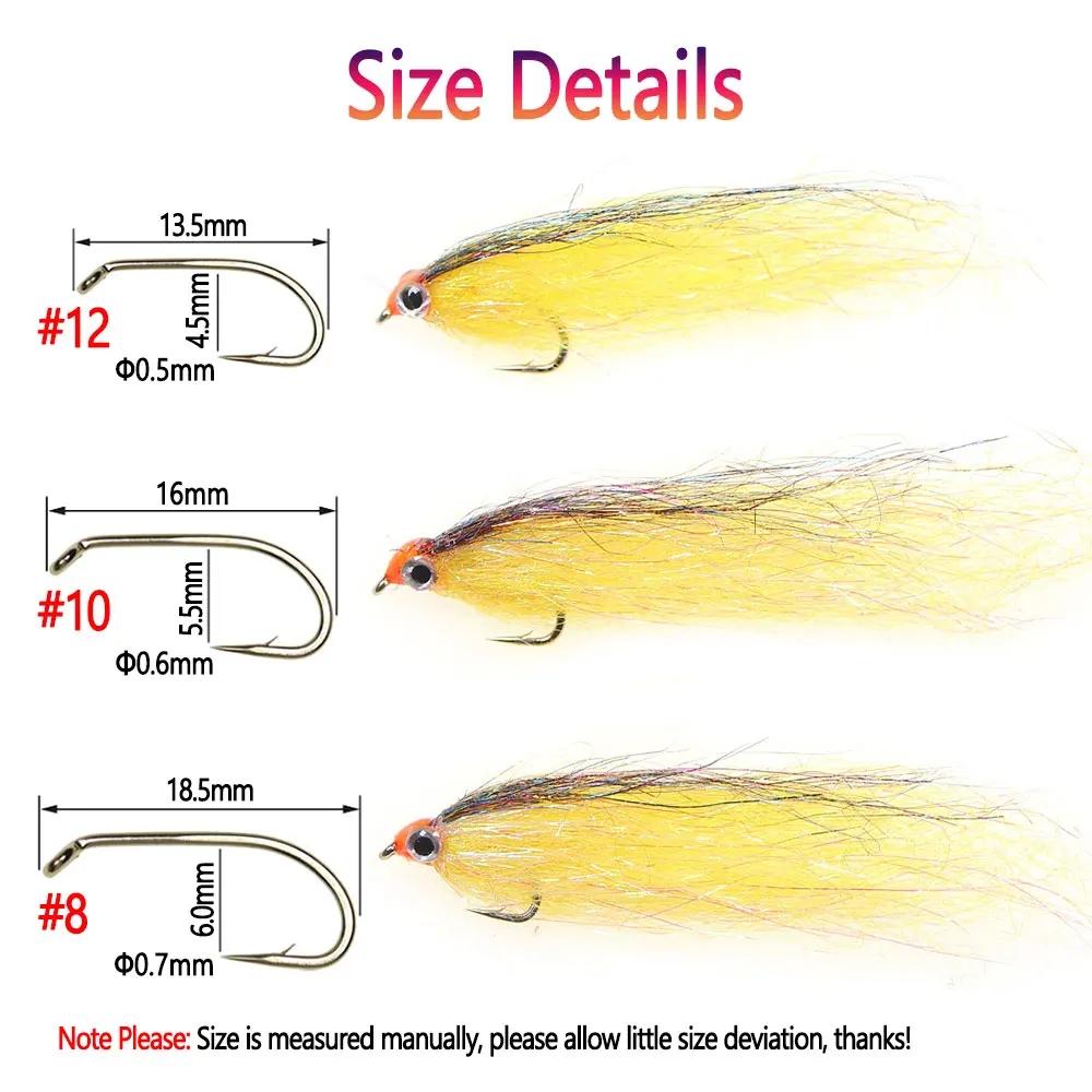 6 шт. раненый ледяной даб Minnow Fly EP шелковистое волокно наживка стример муха