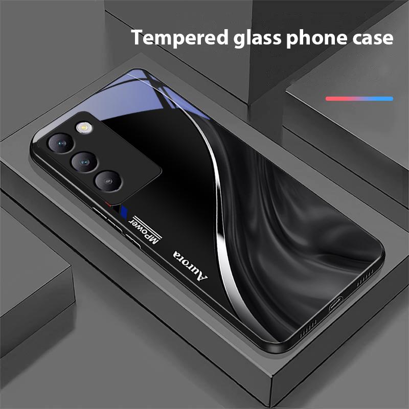 Рисунок потока воды для Y72 33S 11 03 36 96 Lite 35 16 Iqoo 12 V40 SE 5G 29 40 21 30 X80 Pro Vivo Чехол для телефона из закаленного стекла Черный