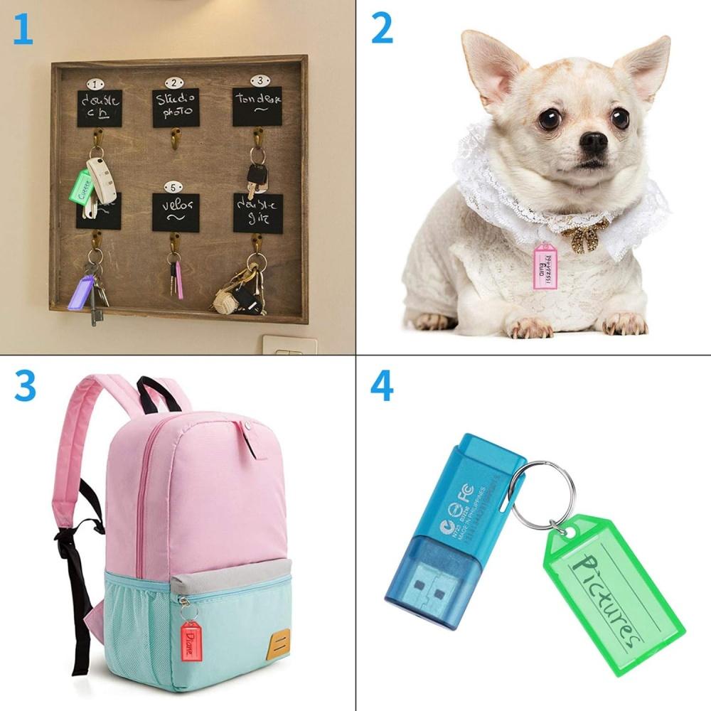 8 PCS Plastic Key Tags With Rings And Tags Lined Blank Paper Key Tags 8 Colors For Women Men Jewelry Accessories
