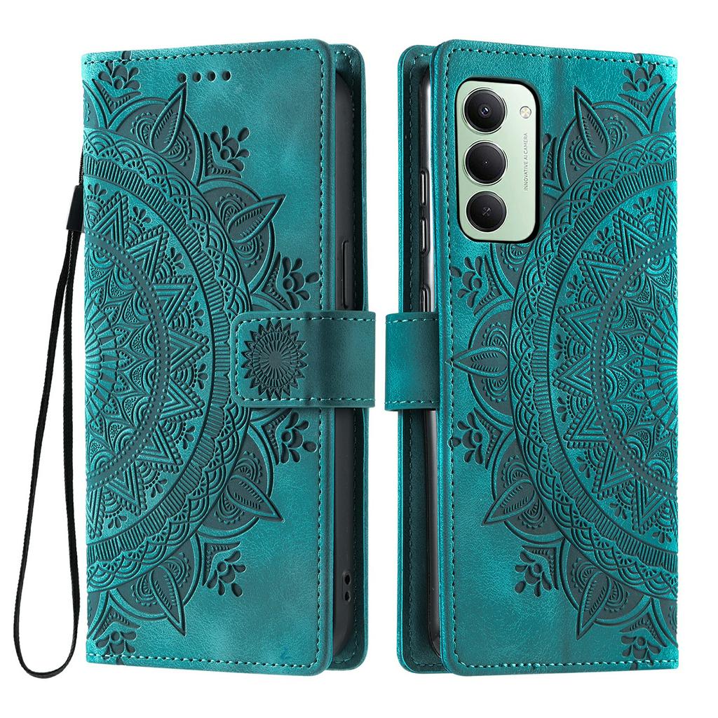 For Xiaomi Redmi 15 5G (EU) (171mm)/4G (EU) (171mm) Case Imprinted Totem Skin Feel Wallet Leather Phone Cover with Hand Strap