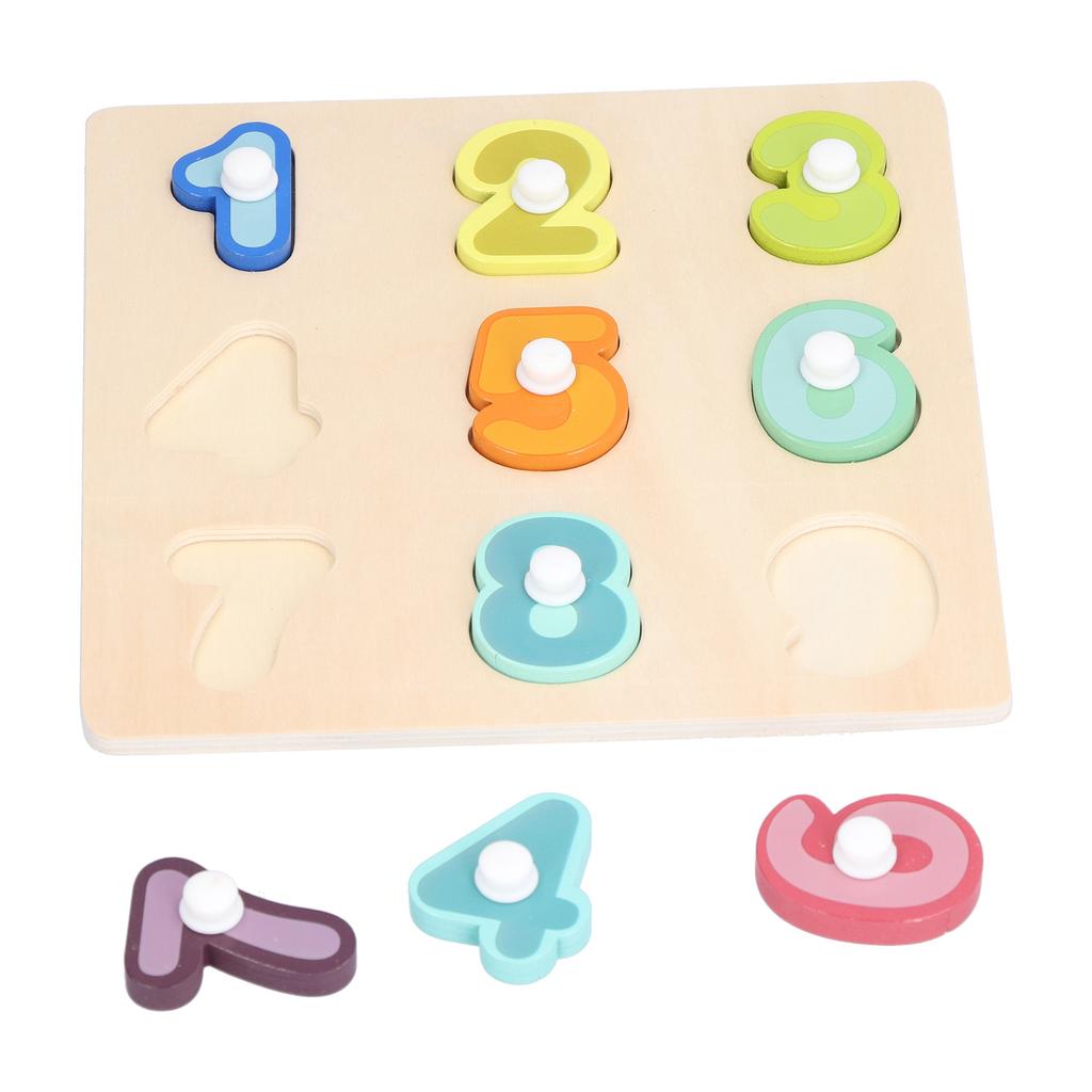Wooden Peg Puzzles Toys Toddler Educational Knob Learning Puzzle Board Toys for KidsNumber