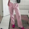 Женские длинные брюки в полоску в стиле Харадзюку, уличная одежда, спортивные брюки с высокой талией, свободные брюки в розовую, зеленую полоску