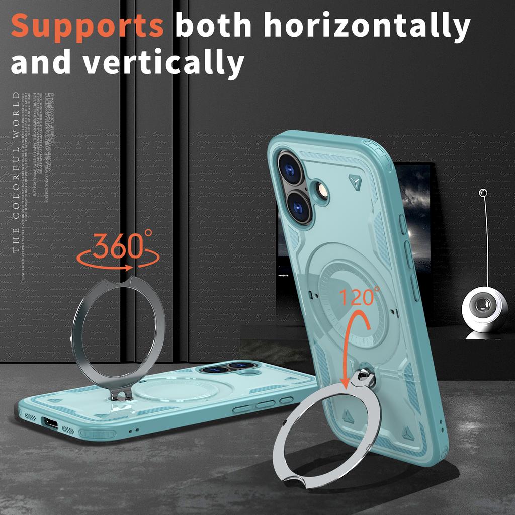 For iPhone 17 Case Compatible with MagSafe Military Protection PC+TPU Kickstand Phone Cover