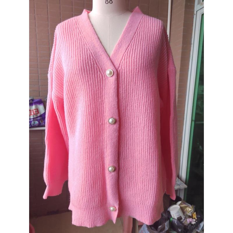 Plus Size V-neck Knitted Cardigan Women's Autumn Temperament Sweater Jacket