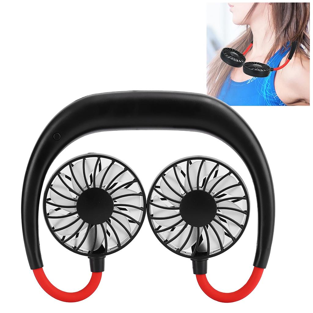 Портативный мини-вентилятор с шейным ободом, двойной настольный, с зарядкой от USB, 3 скорости, ленивый, подвесной стиль для шеи
