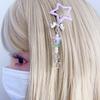 Blue/Purple Star Shape Hairpin for Girls Cute Sweet Style Charm Hair Barrettes with Flower Pendant for Photography