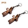 Artisanal Walnut Wood Cross Keychain Handheld Wooden Cross,Cross Key Chain,Fingertip Stress Relief Gifts Pocket Small Cross