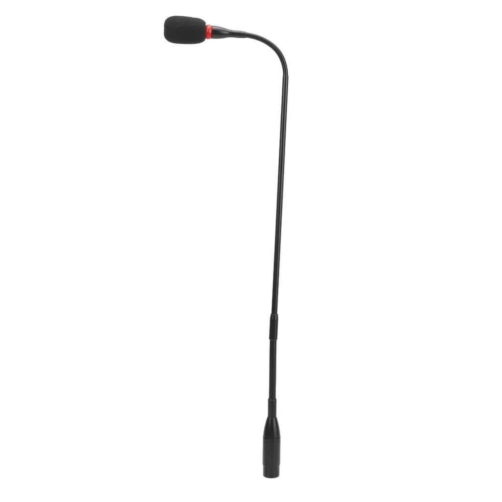 Gooseneck Microphone 23.2in Condenser 3 Pin Straight Plug Flexible with Indicator Windproof Cotton Aluminium Alloy