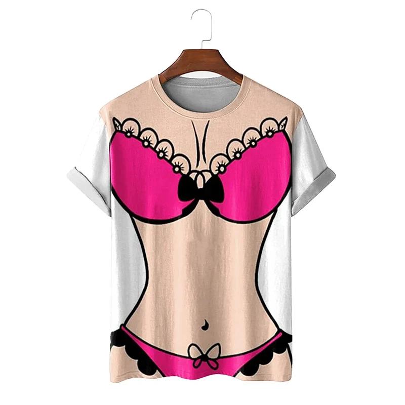 2025 Летняя забавная 3D мужская футболка с коротким рукавом, забавная графическая футболка с коротким рукавом для косплея, новинка, сексуальная футболка большого размера, уличный забавный топ