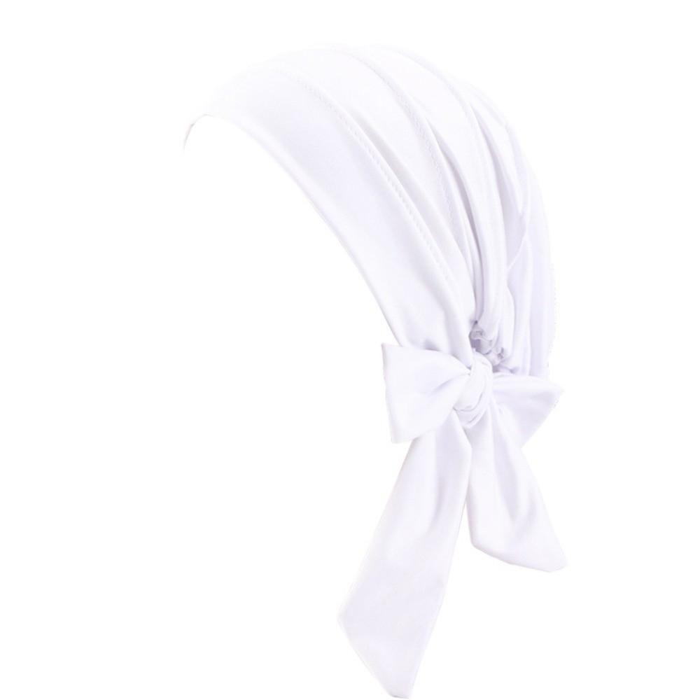 Lightweight Solid Color Headscarf Hat Breathable Stretch Hijab Long Tail Pre-Tied Inner Hat Daily