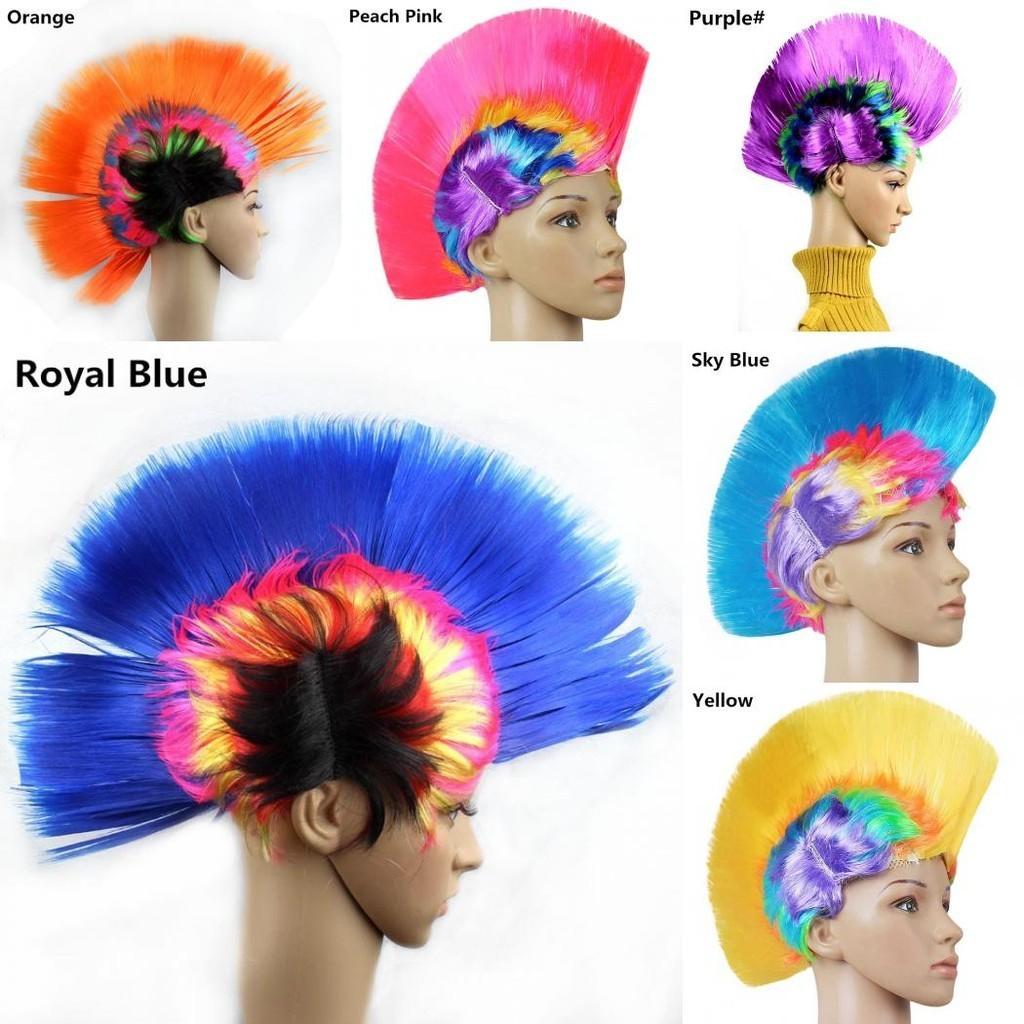 Vibrant Rainbow Purple Festive Wig Funny Party Accessory Hen Crest Headwear