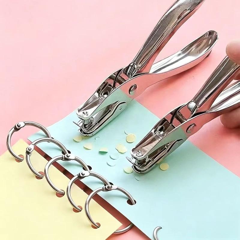 Single Hole Punch Paper Puncher Manual Hand Tool for Office School Binding Crafting Scrapbooking Heavy Duty Metal