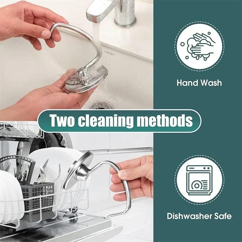 Можно мыть в посудомоечной машине, спиральный крюк для замешивания теста для миксера Kitchenaid, 4,5 кварты - 5 насадок с наклонной головкой Наборы кухонных гаджетов