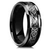 Fashion 8mm Men Stainless Steel Celtic Dragon Rings Inlay Orange Carbon Fiber Rings For Men Women Wedding Band Jewelry