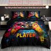 Duvet Cover Set Color Graffiti Gamepad  (1 Duvet Cover + 2 Pillowcase) Soft Breathable HD Printing Bedding Set For Home Decor