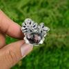 Gift For Women Solitaire Adjustable Ring 925 Silver Natural Rhodonite Gemstone