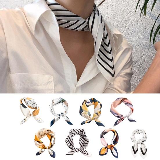 Silk Scarf for Women Soft Breathable Fashionable Neck Collar with Colorful Print Perfect for Parties Commutes